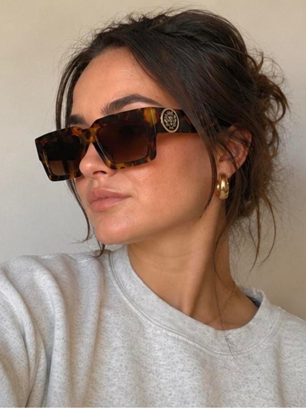 Tortoise Square Fashion Sunglasses Brown Gradient UV400